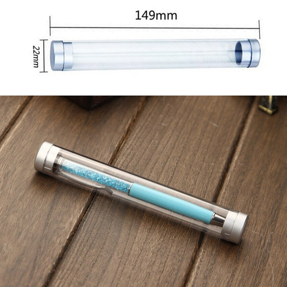 5pcs Transparent Cylindrical Pen Box Plastic Crystal Pen Box