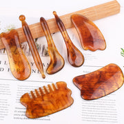 Resin Scraping Sheet Massage Facial Tendon Stick Beauty Salon Shave Board Acupuncture Pen, Color Classification: Amber Point Stick
