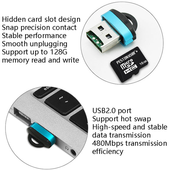 480Mbps Mini Micro SD Card Mobile Phone High-Speed TF Memory Card Reader Computer Car Speaker Card Reader(Black)