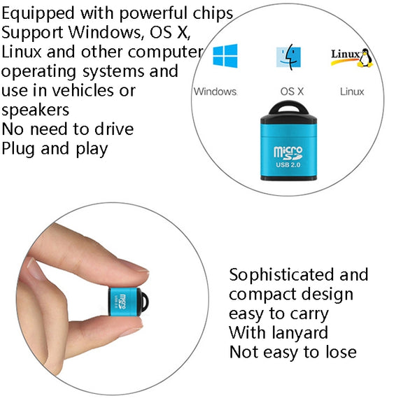 480Mbps Mini Micro SD Card Mobile Phone High-Speed TF Memory Card Reader Computer Car Speaker Card Reader(Black)