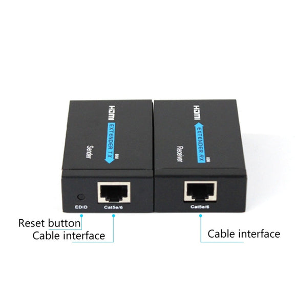 HDY-60 HDMI to RJ45 60m Extender Single Network Cable to For HDMI Signal Amplifier(US Plug)
