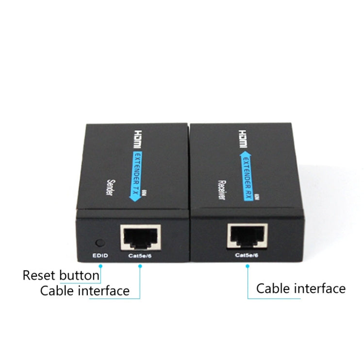 HDY-60 HDMI to RJ45 60m Extender Single Network Cable to For HDMI Signal Amplifier(US Plug)