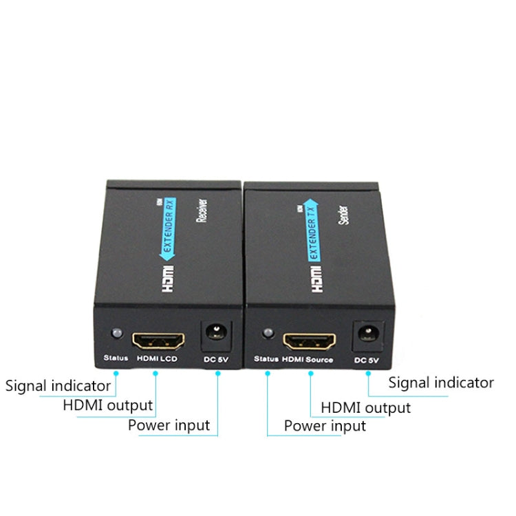 HDY-60 HDMI to RJ45 60m Extender Single Network Cable to For HDMI Signal Amplifier(US Plug)