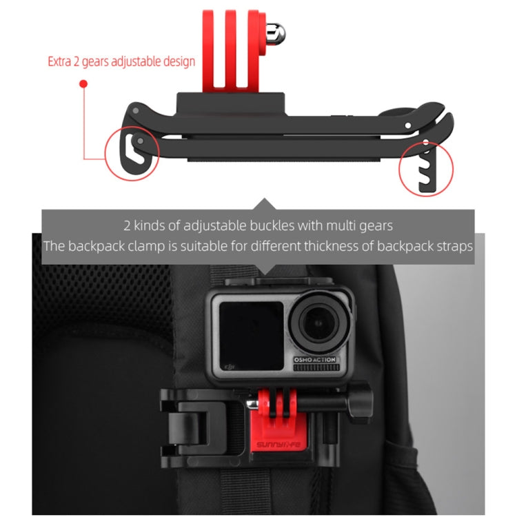 Sunnylife TY-Q9266 for Insta360 GO / DJI Osmo Action / GoPro Mount Bracket Stabilizer Backpack Clip with Screw