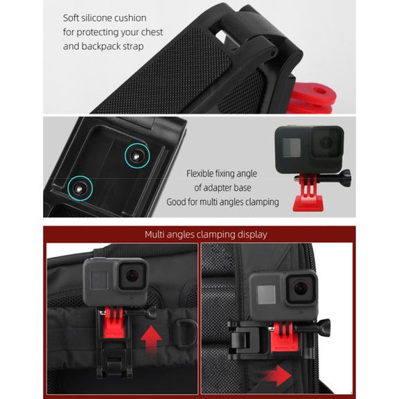 Sunnylife TY-Q9266 for Insta360 GO / DJI Osmo Action / GoPro Mount Bracket Stabilizer Backpack Clip with Screw