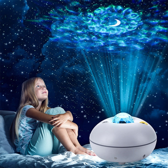 LED Watermark Remote Control Projection Starry Sky Light Laser Projection Light Atmosphere Night Light(Black)