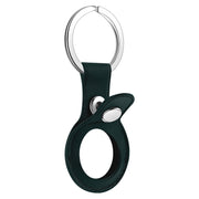 Anti-scratch Top-layer Cowhide Leather Protective Cover with Hanging Buckle for AirTag(Ink Green)