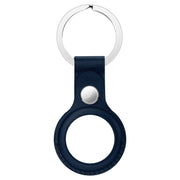 Anti-scratch Top-layer Cowhide Leather Protective Cover with Hanging Buckle for AirTag(Deep Blue)