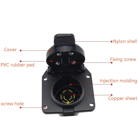 2 PCS VS170U-1 6-24V 7P Water-resistant Trailer Plug Socket Connector RV Yacht Power Plug US Plug
