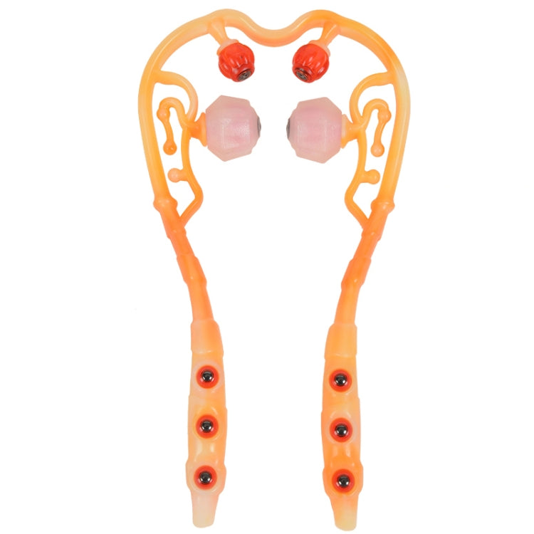 Manual Cervical Massager Home Multi-Function Shoulder And Neck Massage Roller, Shape: Strengthen Magnetic Therapy Orange