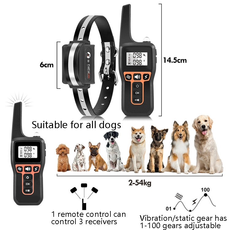 PaiPaitek PD529 Remote Control Dog Training Device Voice Control Anti-Barking Device Dog Training Device(Black)