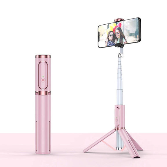 Bluetooth Selfie Stick with Tripod Multi-function Gimbal Mobile Phone Fill Light Live Support(Girl Powder)