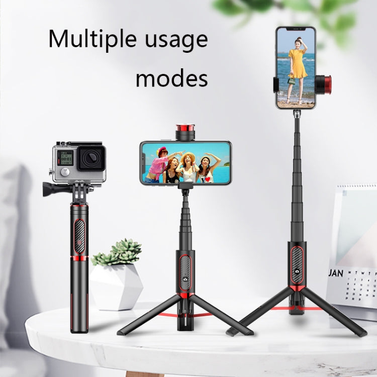 Bluetooth Selfie Stick with Tripod Multi-function Gimbal Mobile Phone Fill Light Live Support(Passion Red)
