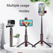 Bluetooth Selfie Stick with Tripod Multi-function Gimbal Mobile Phone Fill Light Live Support(White Gold)