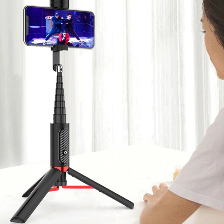 Bluetooth Selfie Stick with Tripod Multi-function Gimbal Mobile Phone Fill Light Live Support(Girl Powder)