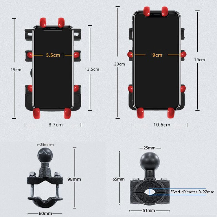 Motorcycle Metal Navigation Mobile Phone Bracket,Style: Thin Tube Fixation (Anti-theft)
