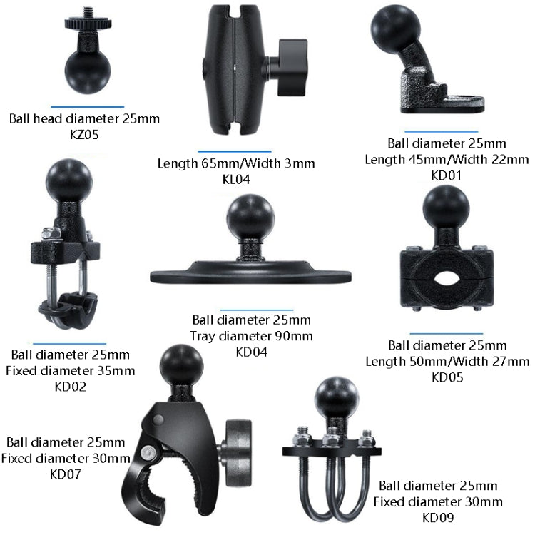 Motorcycle Riding Recorder Bracket Camera Holder, Style: KZ05 + KL04 + KD07