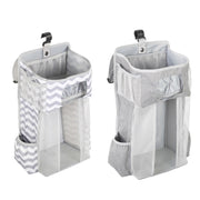 Baby Crib Hanging Bag Multifunctional Detachable Bed Diaper Toy Storage Bag(Gray Snow)