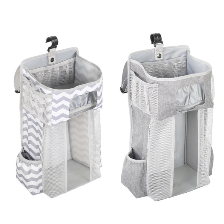 Baby Crib Hanging Bag Multifunctional Detachable Bed Diaper Toy Storage Bag(Gray Snow)