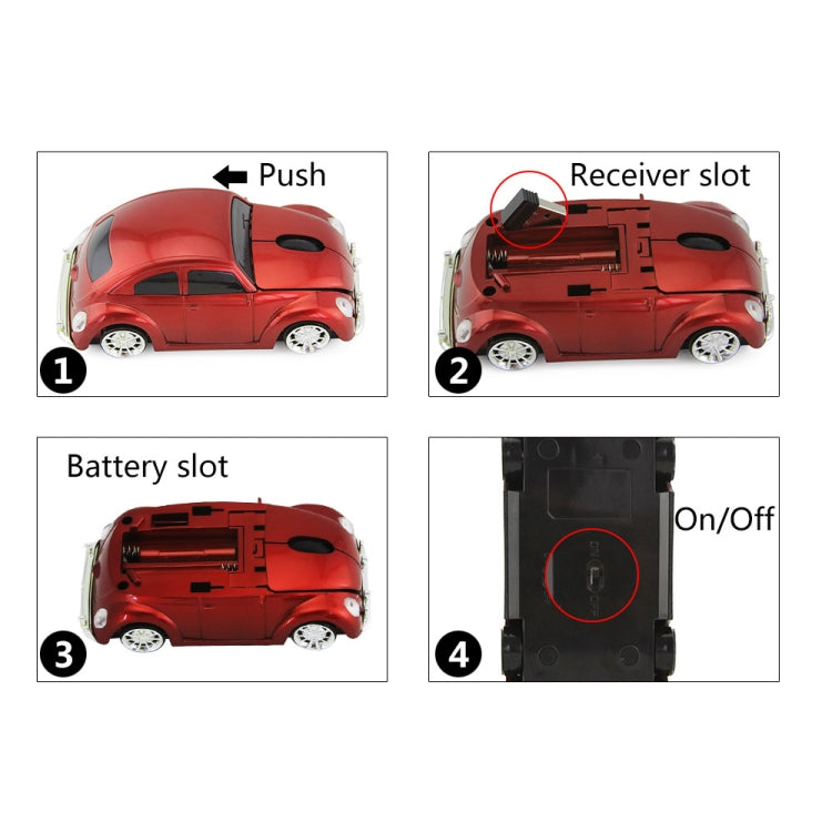CM0010B 1200 DPI 3-keys Car Shape Wireless Mouse(Red)