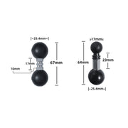 Industrial Instrument Bracket Locomotive Rubber Fixed Double Ball Adapter(25.4-25.4mm Ball Head)