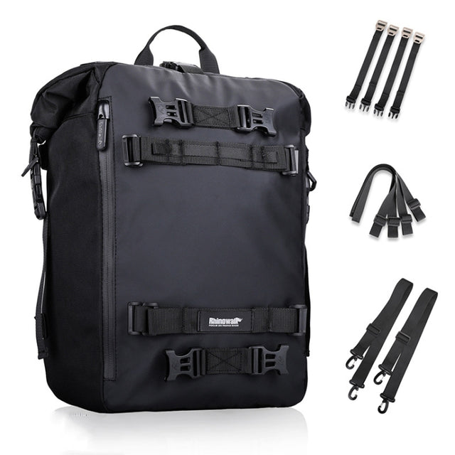 Rhinowalk Multi-Function Motorcycle Rear Seat Bag Combination Rear Shelf Pannier, Colour: Black 20L