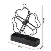 Simple Hangable Wrought Iron Mosquito Coil Holder Portable Fireproof Mosquito Coil Tray Incense Burner Ornaments Four Leaf Grass  (Black)