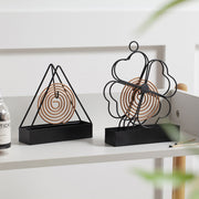 Simple Hangable Wrought Iron Mosquito Coil Holder Portable Fireproof Mosquito Coil Tray Incense Burner Ornaments Triangle (Black)