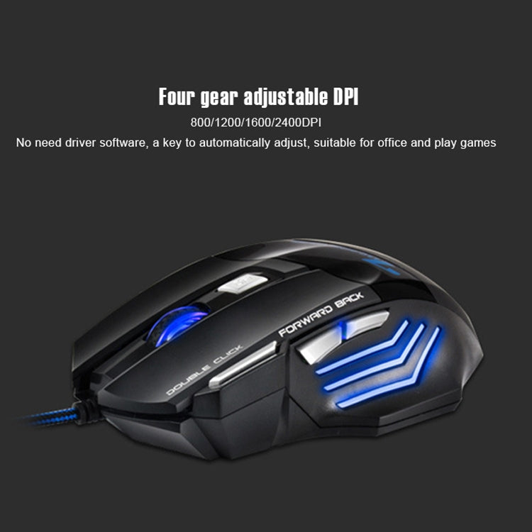 IMICE X7 2400 DPI 7-Key Wired Gaming Mouse with Colorful Breathing Light, Cable Length: 1.8m(Skin Black E-commerce Version)