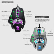 T-WOLF V10 USB Interface 7 Buttons 6400 DPI Gaming Wired Mouse Custom Macro Programming 4-Color Breathing Light Gaming Mouse, Cable Length: 1.5m(Gun Color)