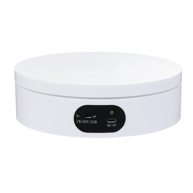 ND120 USB Automatic Rotating Camera Table Hand-Made Panoramic Display Table Turntable(White)