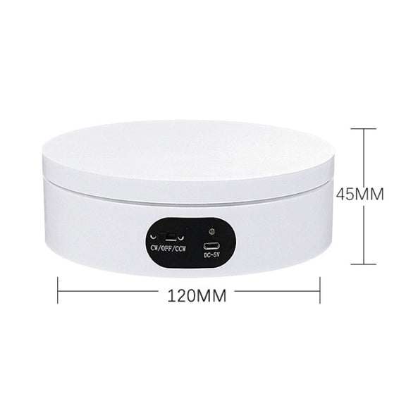 ND120 USB Automatic Rotating Camera Table Hand-Made Panoramic Display Table Turntable(White)