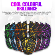 T-WOLF Q15 6-Buttons 1600 DPI Wireless Rechargeable Mute Office Gaming Mouse with 7 Color Breathing Light(Technology Black)