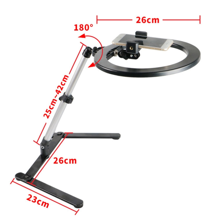 FP-10 Desktop Multi-Function Photography Support Phone Live Stand LED Fill Light, Specification: Desktop Bracket + Phone Clip