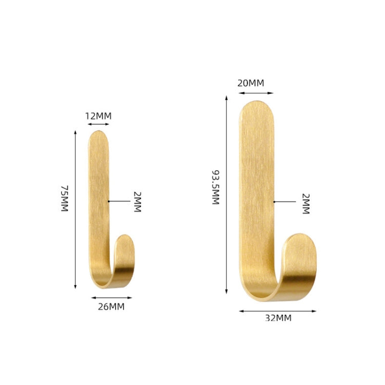 Brass Gold Color Brushed Hook Punch-Free Metal Hanging Hook, Specification: Small