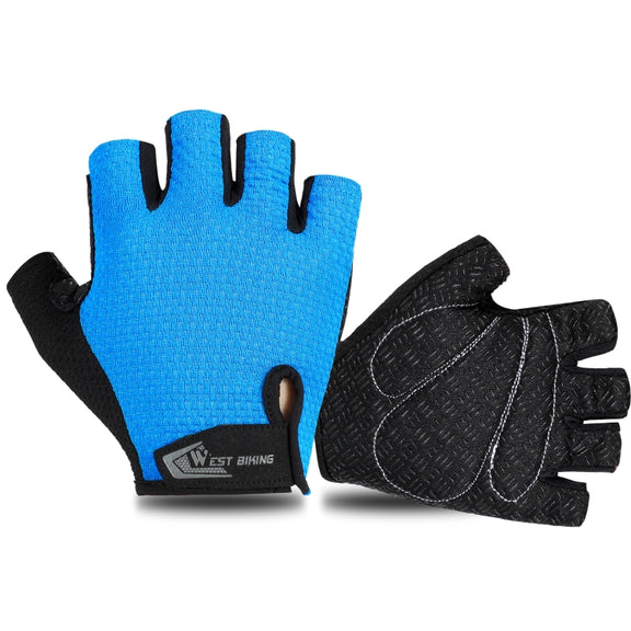 WEST BIKING YP0211218 Cycling Breathable Short Gloves Non-Slip Half Finger Gloves, Size: L(Blue)