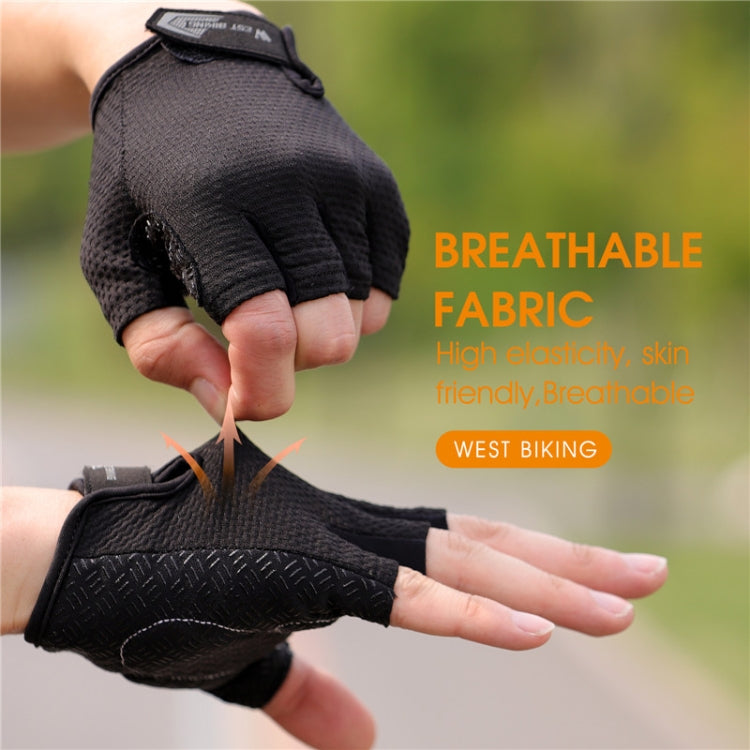 WEST BIKING YP0211218 Cycling Breathable Short Gloves Non-Slip Half Finger Gloves, Size: L(Blue)