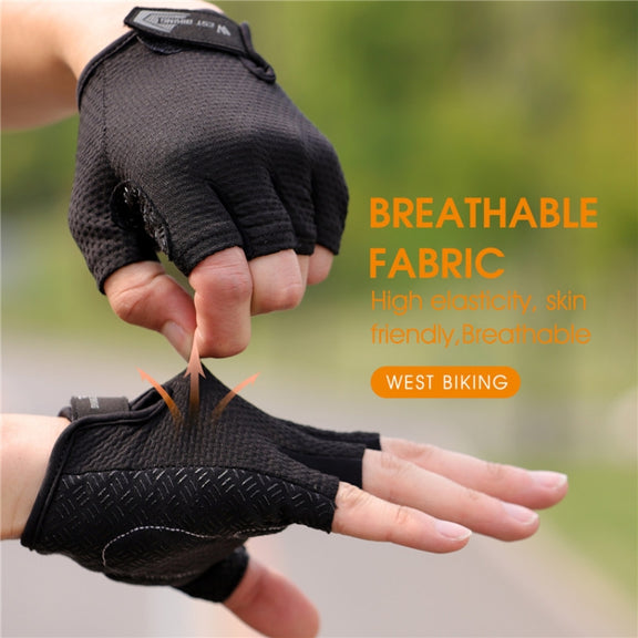 WEST BIKING YP0211218 Cycling Breathable Short Gloves Non-Slip Half Finger Gloves, Size: L(Blue)