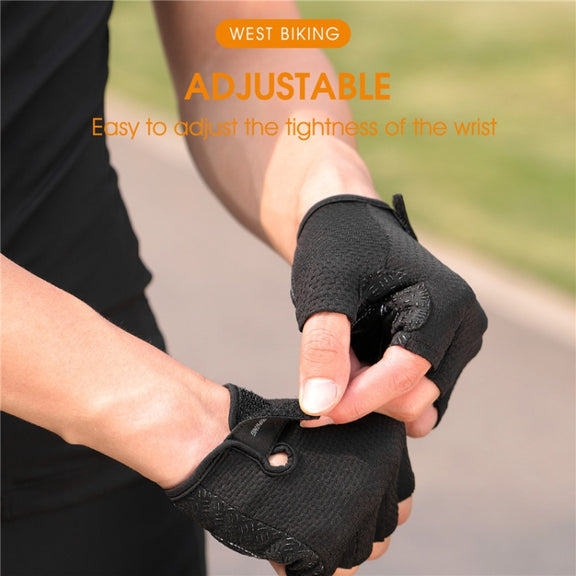 WEST BIKING YP0211218 Cycling Breathable Short Gloves Non-Slip Half Finger Gloves, Size: L(Blue)