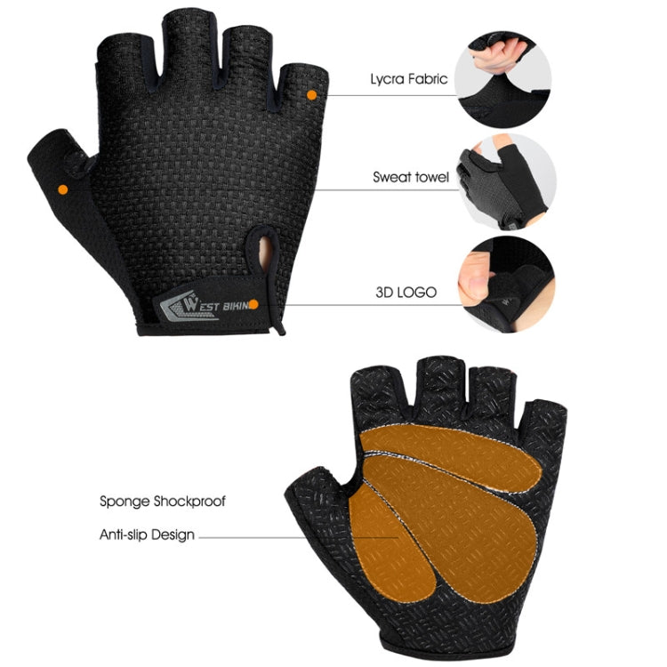 WEST BIKING YP0211218 Cycling Breathable Short Gloves Non-Slip Half Finger Gloves, Size: L(Blue)
