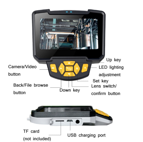 Industrial Dual-Lens Endoscope HD Handheld Screen Pipe Car Inspection Tool, Specification: Line Length 1m