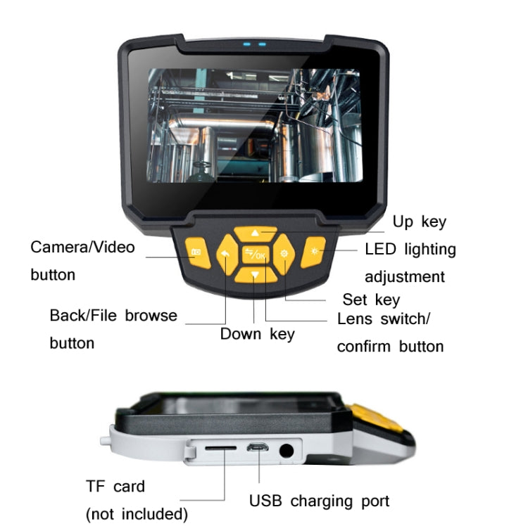 Industrial Dual-Lens Endoscope HD Handheld Screen Pipe Car Inspection Tool, Specification: Line Length 5m