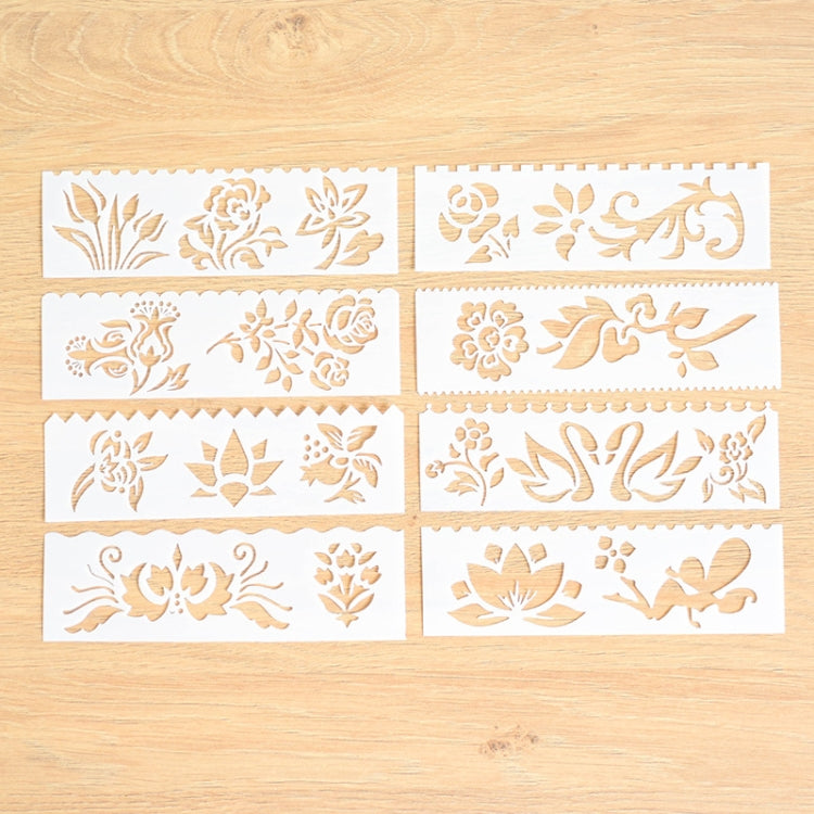 HB-9 Long Series 8 in 1 Drawing Ruler Hand Account Multi-Function Hollow Flower Edge Filling Template(Flowers)