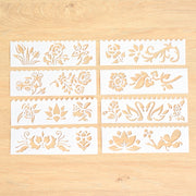 HB-9 Long Series 8 in 1 Drawing Ruler Hand Account Multi-Function Hollow Flower Edge Filling Template(Flowers)