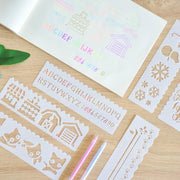 HB-9 Long Series 8 in 1 Drawing Ruler Hand Account Multi-Function Hollow Flower Edge Filling Template(Flowers)
