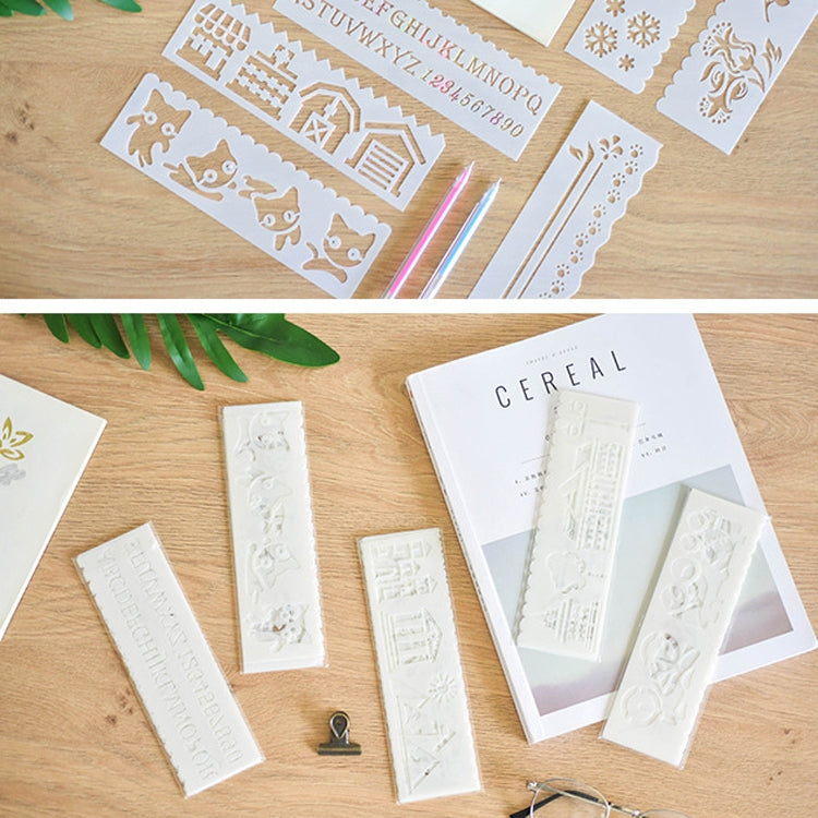 HB-9 Long Series 8 in 1 Drawing Ruler Hand Account Multi-Function Hollow Flower Edge Filling Template(Flowers)
