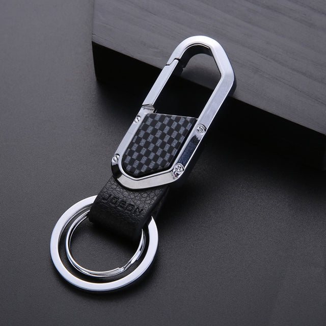 JOBON ZB-106A Business Men Metal Keychain Double Loop Car Pendant Keychain(Brown Chrome)