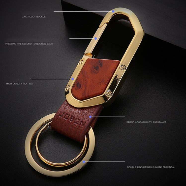 JOBON ZB-106A Business Men Metal Keychain Double Loop Car Pendant Keychain(Golden)