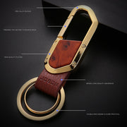 JOBON ZB-106A Business Men Metal Keychain Double Loop Car Pendant Keychain(Golden)