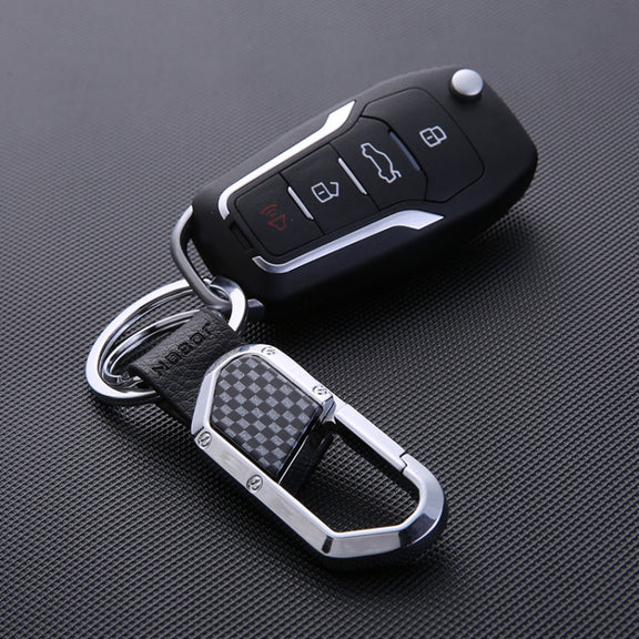 JOBON ZB-106A Business Men Metal Keychain Double Loop Car Pendant Keychain(Brown Chrome)